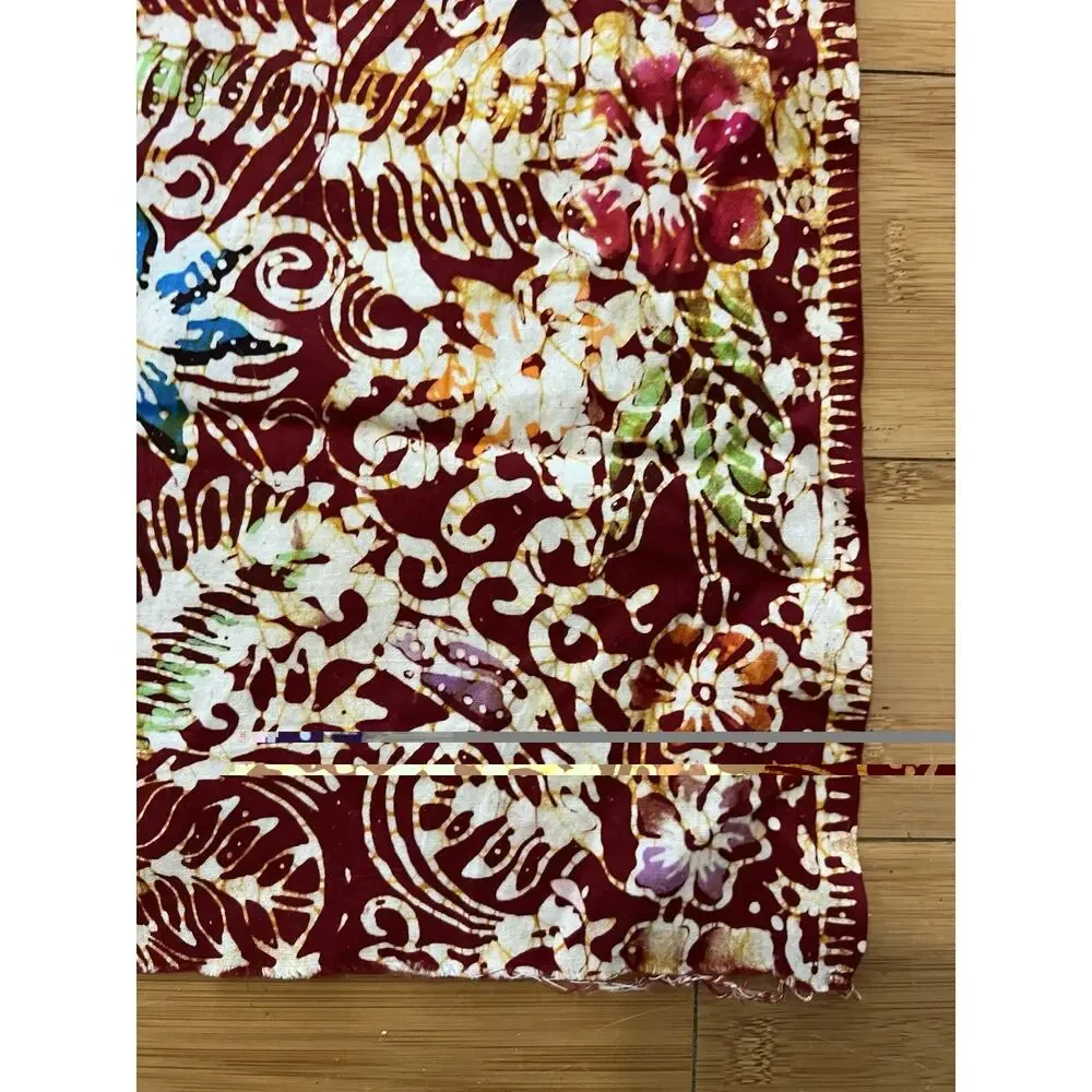 Traditional India Style Floral Fern Cotton Textile Tablecloth Batik Art 72 x 41”